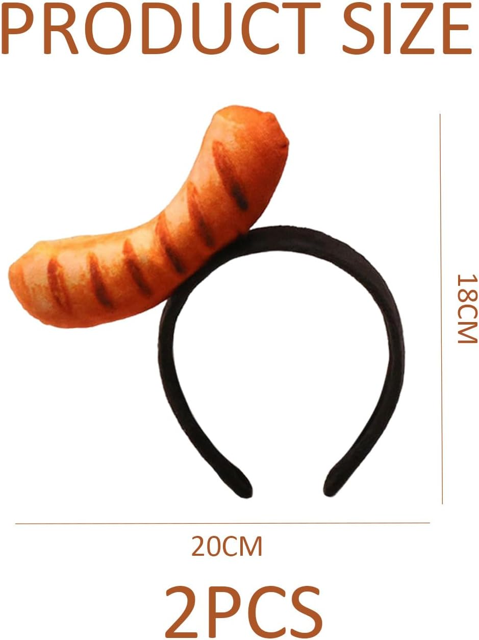 2 Pieces Hot Dog Headbands, Funny Simulated Headbands, Funny Food Headbands, Party Clothing Accessories. image number 1