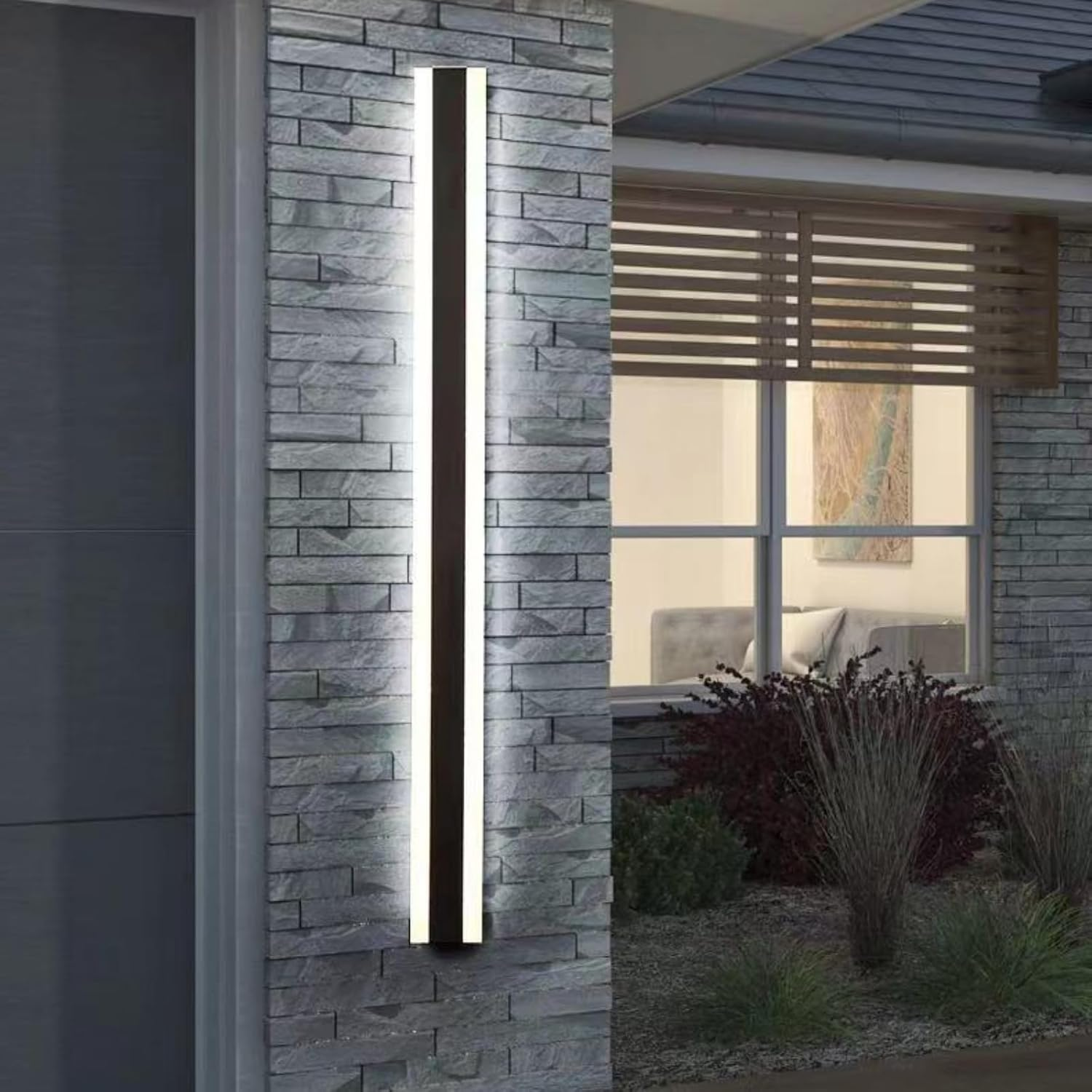 Outdoor Wall Light LED Long Wall Sconce IP67 Waterproof Black Modern outside Lights Metal Exterior Light Porch Light Patio Yard Garden Villa Living Room Balcony Garage Wall Lamp (80Cm,White Light)