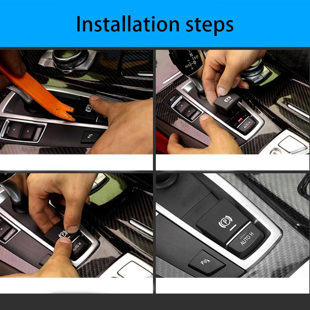 Black Switch Parking Brake Switch Button Cover Car Trim Console Handbrake Parking Brake Switch P Button Cap Compatible with BMW 5 7 X3 F01 F02 F10 F18 F20 F25 2014-2017 image number 4