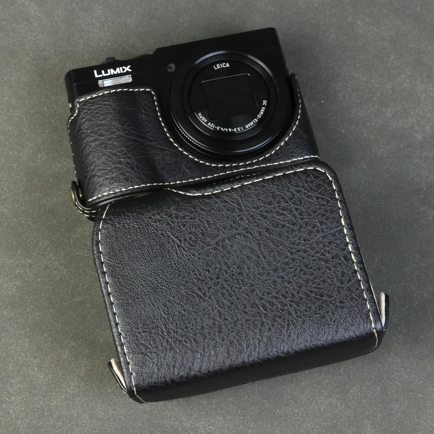 Aisnyho Camera Case for Panasonic Lumix DC-TZ99,PU Leather Protective Cover Detachable Carrying Case Bag with Adjustable Shoulder Strap, Black, PU Protective Case - White image number 2