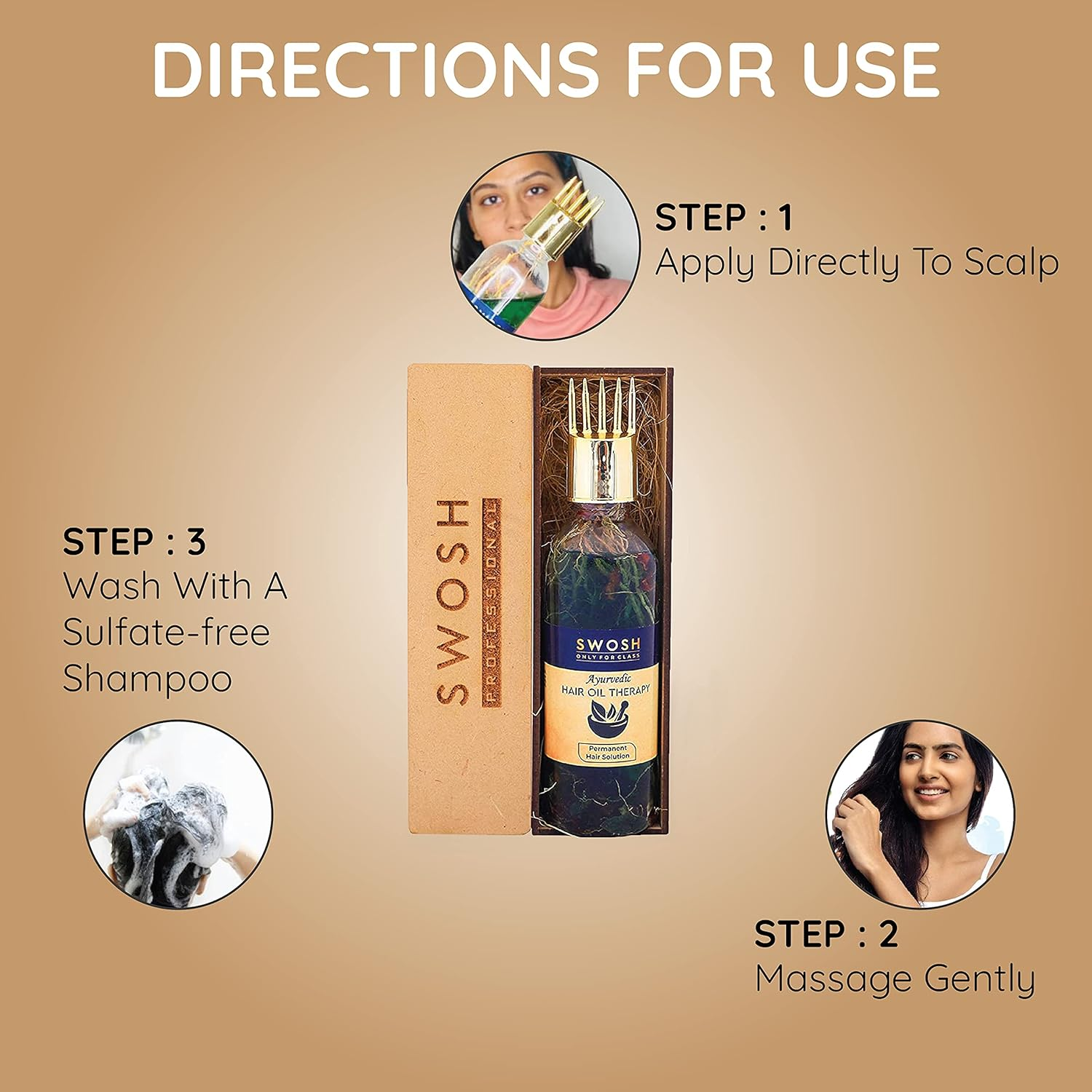 SWOSH 100% Ayurvedic Hair Oil, Bhringraj and Amla Oil, Reduces Hair Loss and Improves Hair Growth, No Parabens, Sulphates, Silicones or Synthetic Colours, 100Ml image number 5