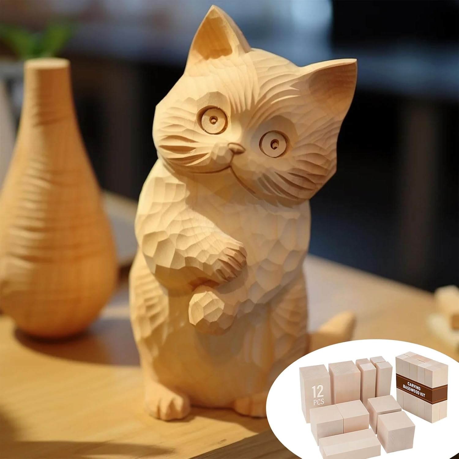 Turadh Basswood Carving Kit - 12PCS Wooden Blocks for Whittling & Carving, Two Sizes Basswood, Easy-To-Use Carving Wood for Beginners, Kids, Adults, DIY Wood Craft, Woodworking Tools image number 3