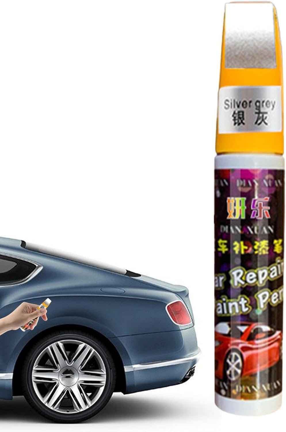 Car Paint, Brush for Scratch Chip Repair, Car Scratch Remover Lacquer Repair Body Paint, Fill Paint for All Vehicle Truck Automotive Repair Marker - Bright Silver image number 2