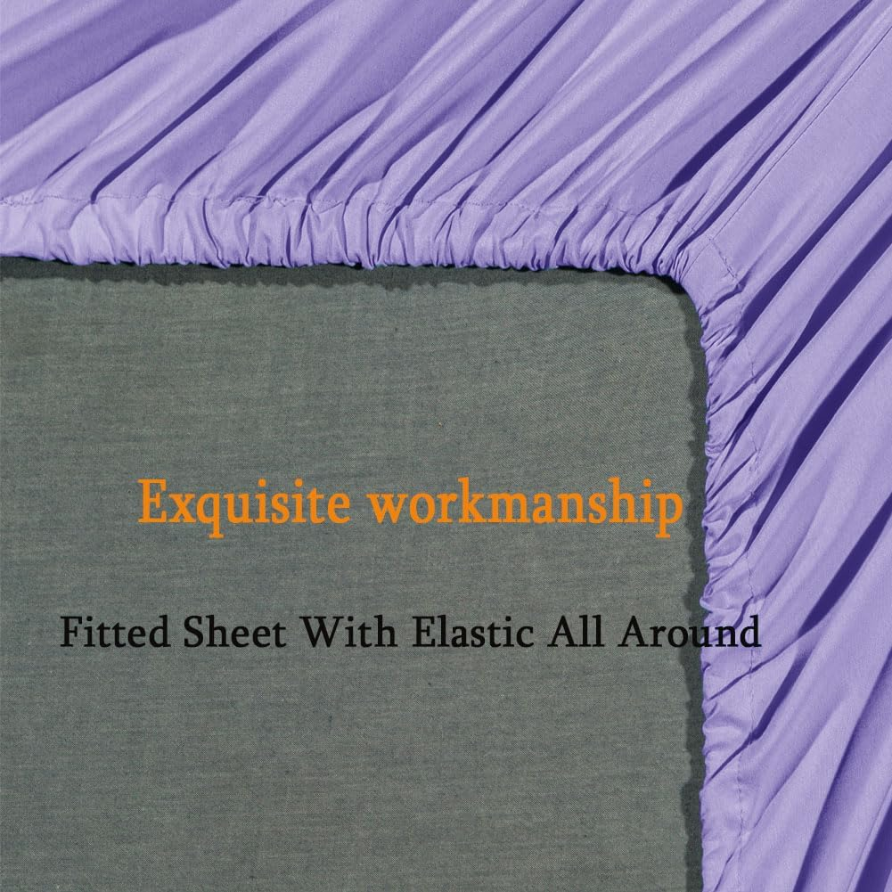 SONORO KATE Bed Sheet Set Super Soft Microfiber 1800 Thread Count Luxury Egyptian Sheets Fit 18-24 Inch Deep Pocket Mattress Wrinkle-6 Piece (Lavender, Queen)