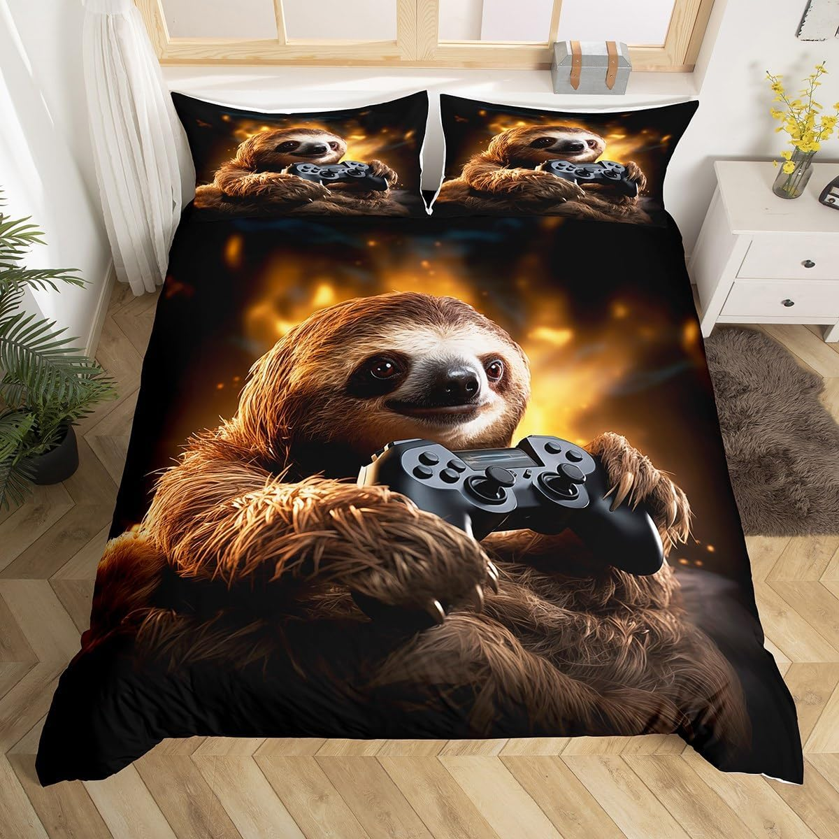 Cute Dog Paws Duvet Cover Single Size,Corgi Pug Lovely Animals Pets Comforter Cover for Kids Teens Adults Bedroom Decor,Dog Bones Cartoon Colorful Bedding Set 1 Pillowcase,No Comforter