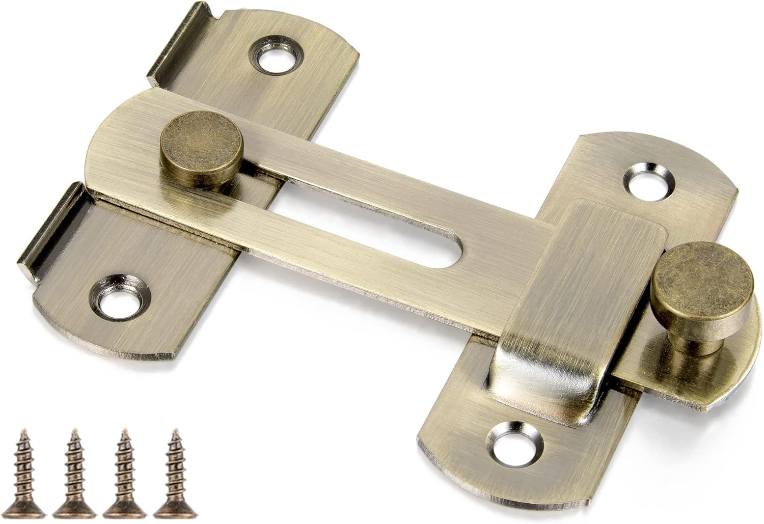 INIRET 2 Packs Barn Door Latches，3.93&rdquo; X 2.75&rdquo; Bronze Stainless Steel Barn Gate Flip Door Latch Bi-Fold Door Lock,Sliding Door Antique Lock Gate Latches Wine Cabinet Carbon Steel Closet Door Latches - Bronze_4 Pack image number 2
