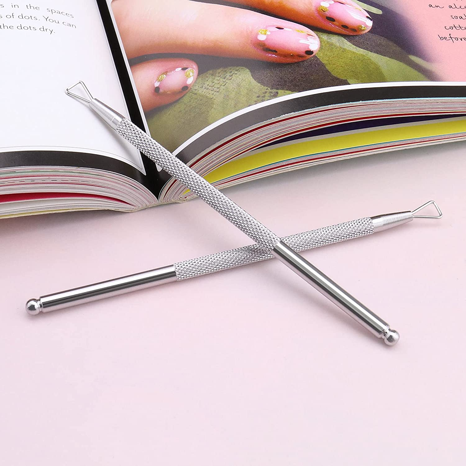 VGOL 2PCS Gel Nail Polish Removal Tool Stainless Steel Nail Scraper Cleaner Triangle Nail Art Tool Manicure Pedicure Gel Cleaning Tool for Fingernails Toenails image number 4