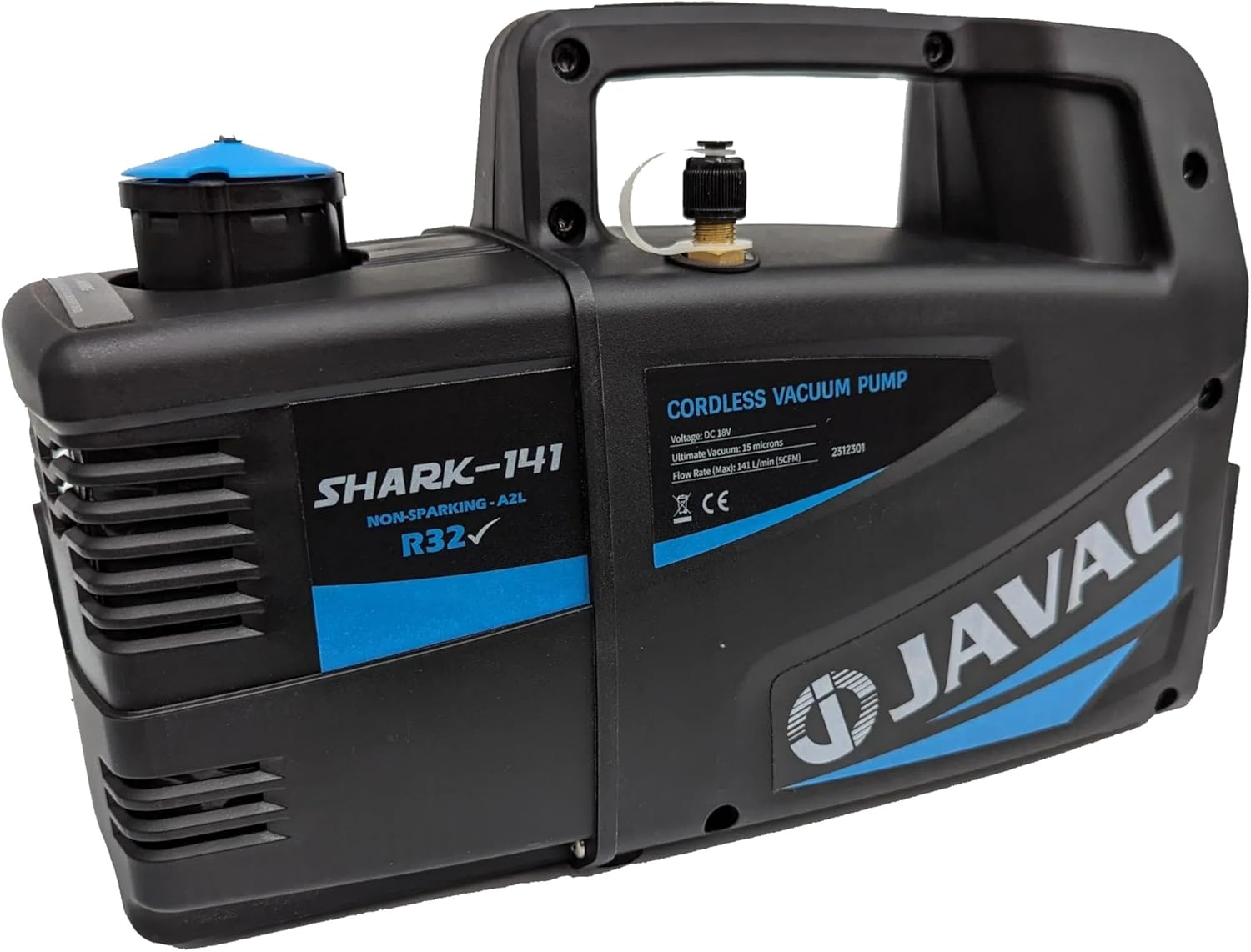 Javac Shark-141 Upgraded Cordless 2-Stage Vacuum Pump, 141 Litre/Min Flow Rate