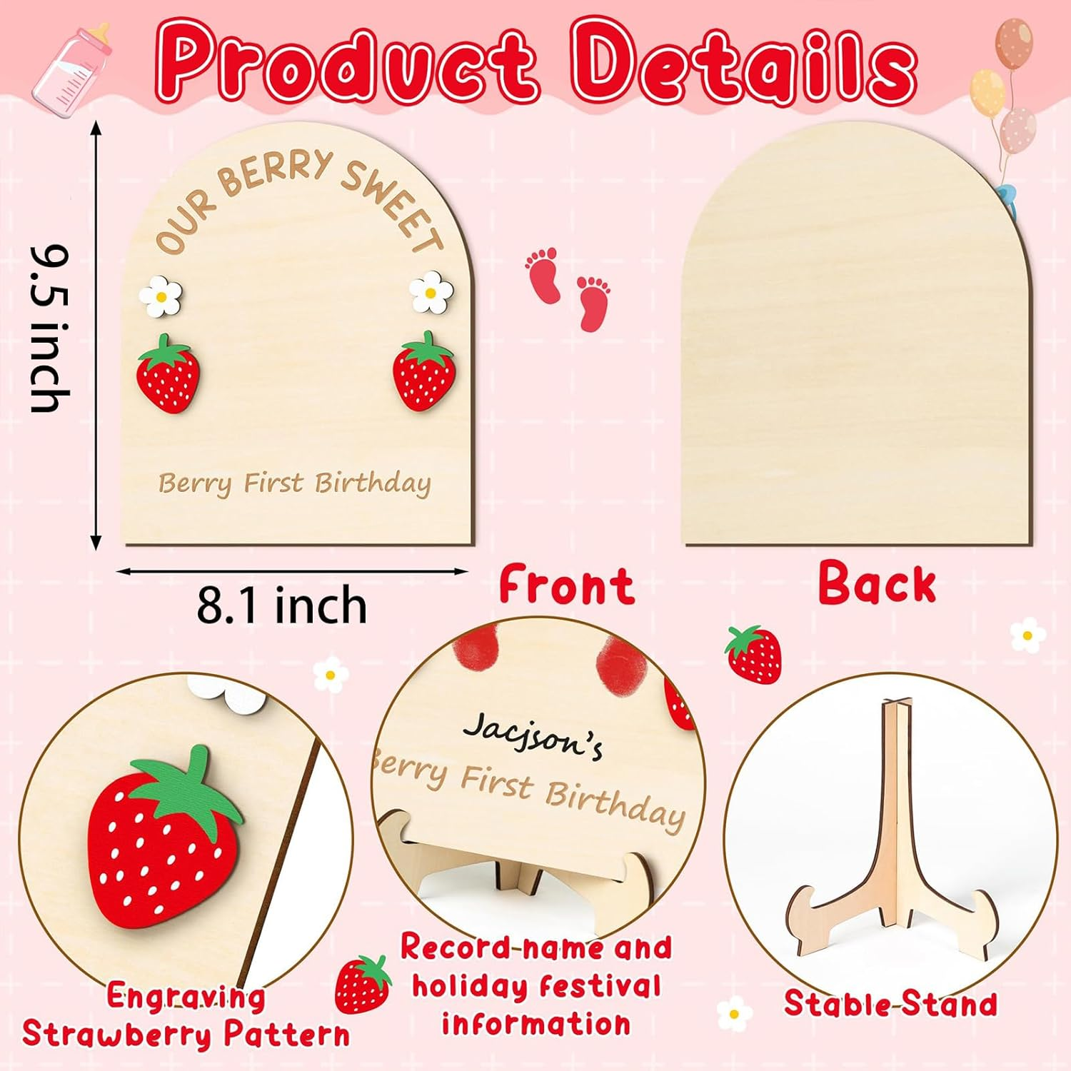 Inkless Hand & Footprint Keepsake Kit, Clean Touch 3D Impression for Newborn Memories, DIY Wooden Frame Included