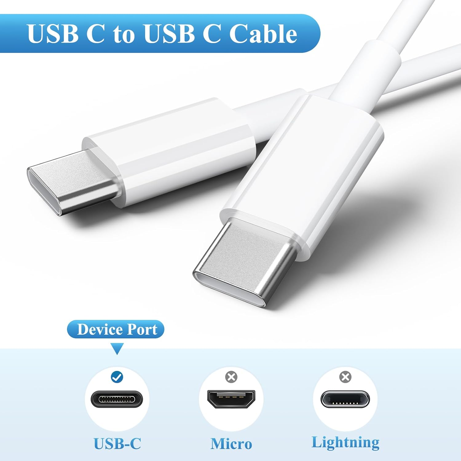 2Pack USB C to USB C Cable for Samsung Galaxy S25/S24/S23/S22 Ultra, 1M/3.3Ft 60W USB Type C PD Fast Charging Cable for Galaxy A56/A05S, Tab A9+ S9 S10 (1M/3.3Ft)