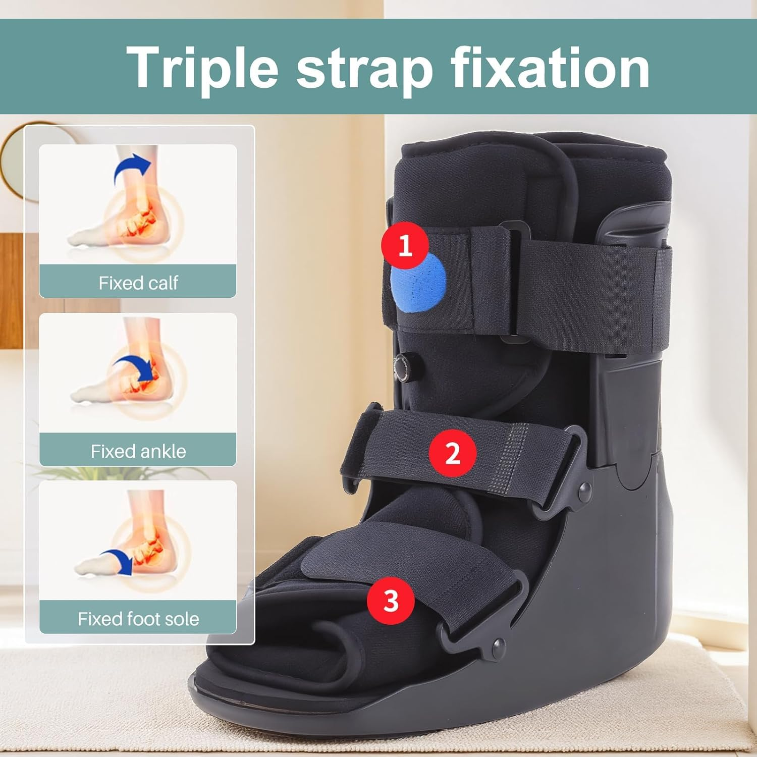 Inflatable Walking Boot Air Cam Walker, Orthopedic Fracture Boot for Broken Foot, Sprained Ankle, Achilles Tendonitis & Post-Surgery Recovery, Lightweight & Adjustable Foot Support (M) image number 6