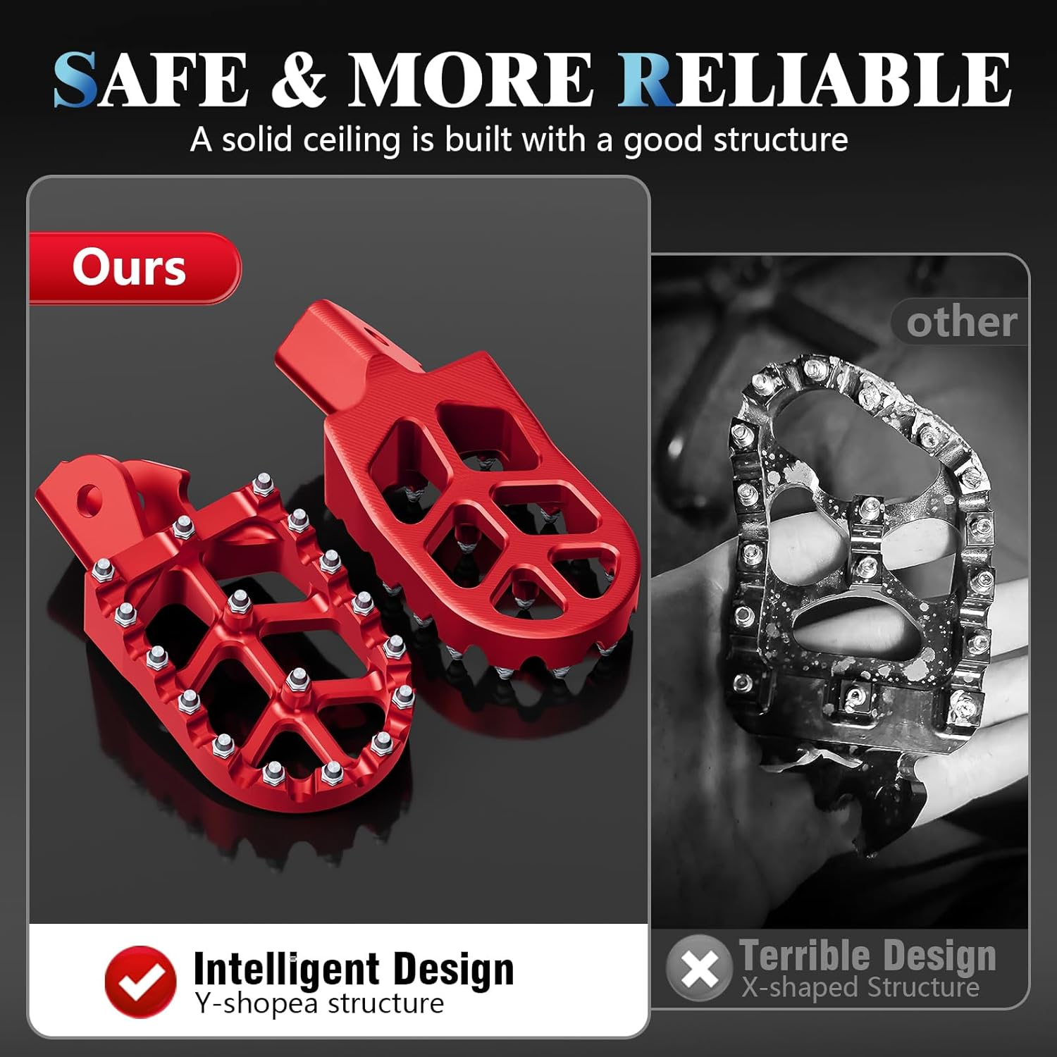 IUVWISN Electric Dirt Bike Wider Foot Pegs Footpegs CNC for Surron Sur Ron LBX Eride Pro SS 2.0 3.0 E-Ride Pro SR/S 79Bike Falcon GT Ventus One Talaria Sting MX3/R MX4 Red image number 2