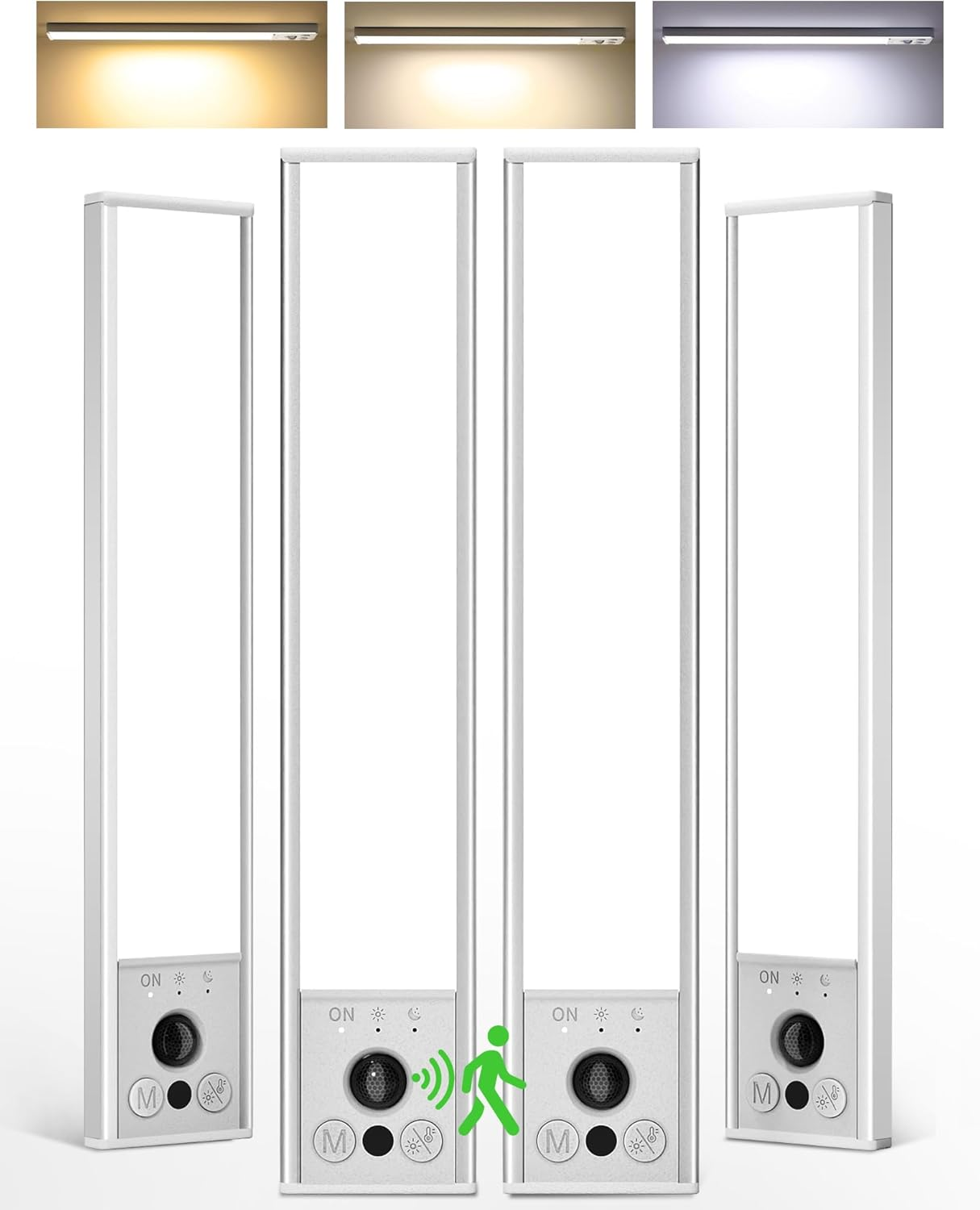 EZVALO 8'' Motion Sensor Light Indoor, 2300Amh Rechargeable under Cabinet Lighting Wireless, 3 Led Color Temps, Dimmable, under Counter Lights for Kitchen, Closet, Shelf, Pantry, Hallway, 4 Pack