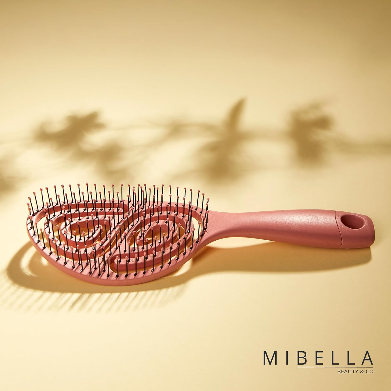 MIBELLA BEAUTY & CO Hair Brush without Pulling for Men and Women - Detangler with Spiral Cushion for Gentle Head Massage Sustainable Made of Wheat Straw image number 3
