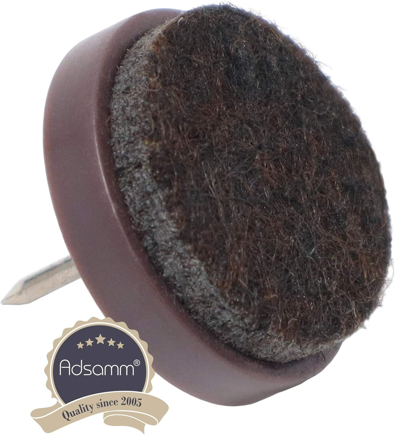 Adsamm FP-N-BR-24-16 FP-N-BR-24 Felt Pads with Nail, Brown, Diameter 24 Mm image number 1