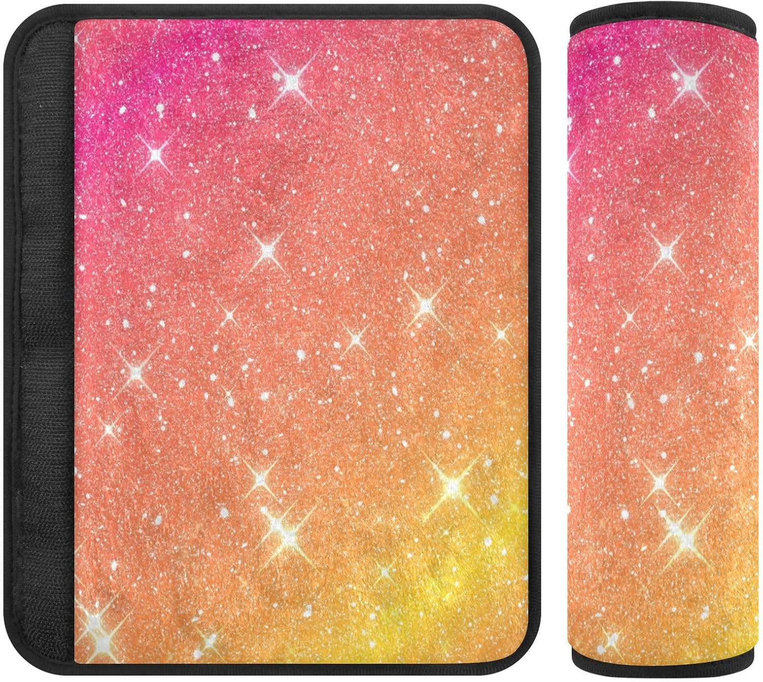 Orange Glitter Car Seat Belt Covers Soft Auto Seat Belt Cover, Seat Belt Protector, Seat Belt Padding Adults image number 1