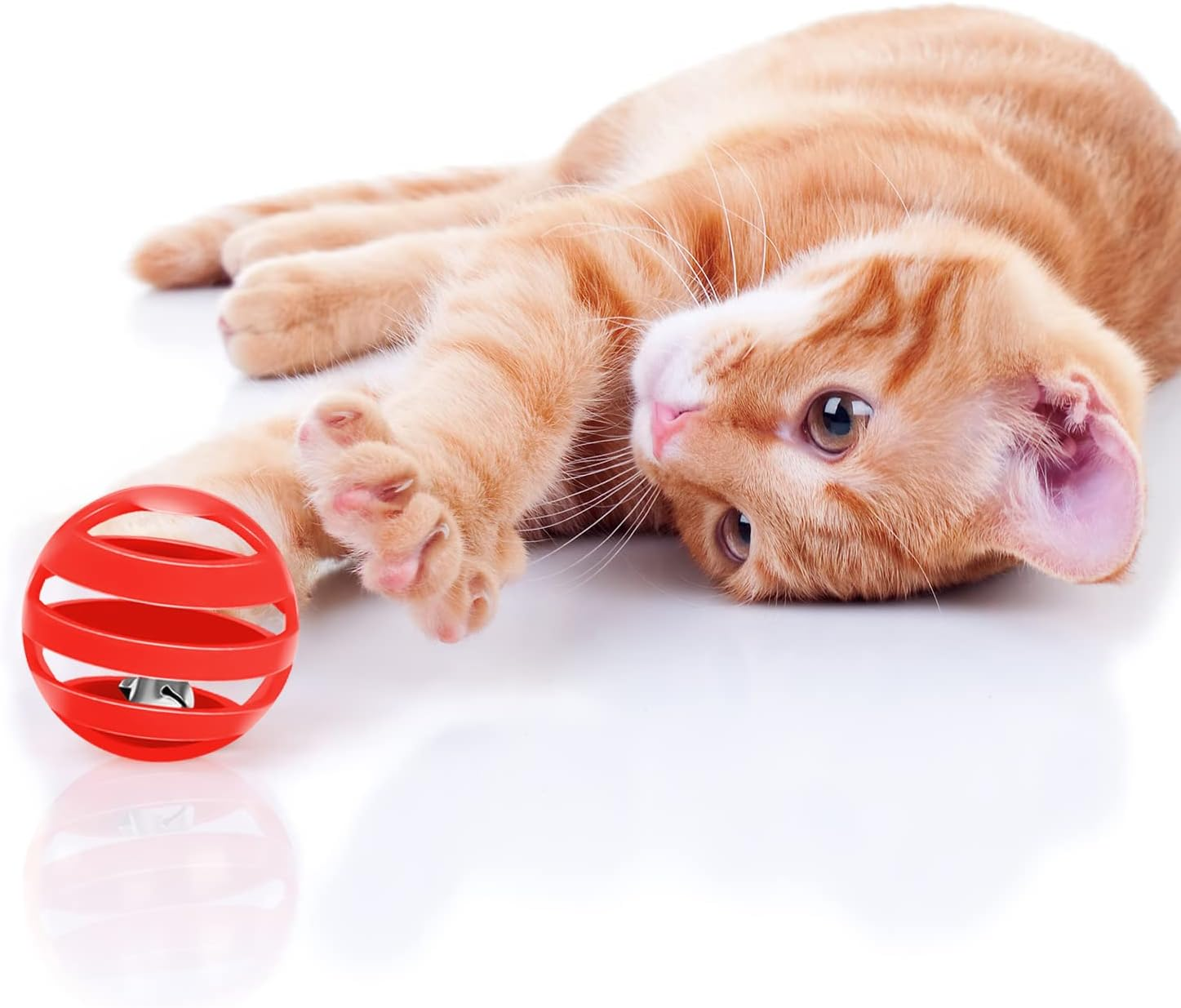 21 Pieces Plastic Cat Toy Balls with Bell inside Kitten Chase Toys Lattice Bell Balls Cat Pounce Rattle Ball with Black Plush Drawstring Bag for Cat Exercise and Play Indoor image number 5