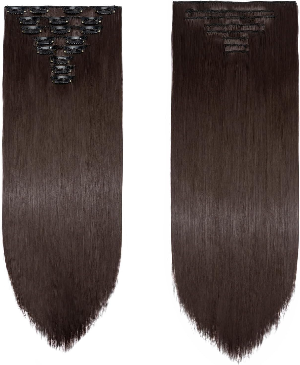 Gairyan 26Inch Straight Clip in Hair Extensions Long Full Head Hair Extension 8PCS Synthetic Hairpiece Natural Soft for Women (Medium Brown) image number 1
