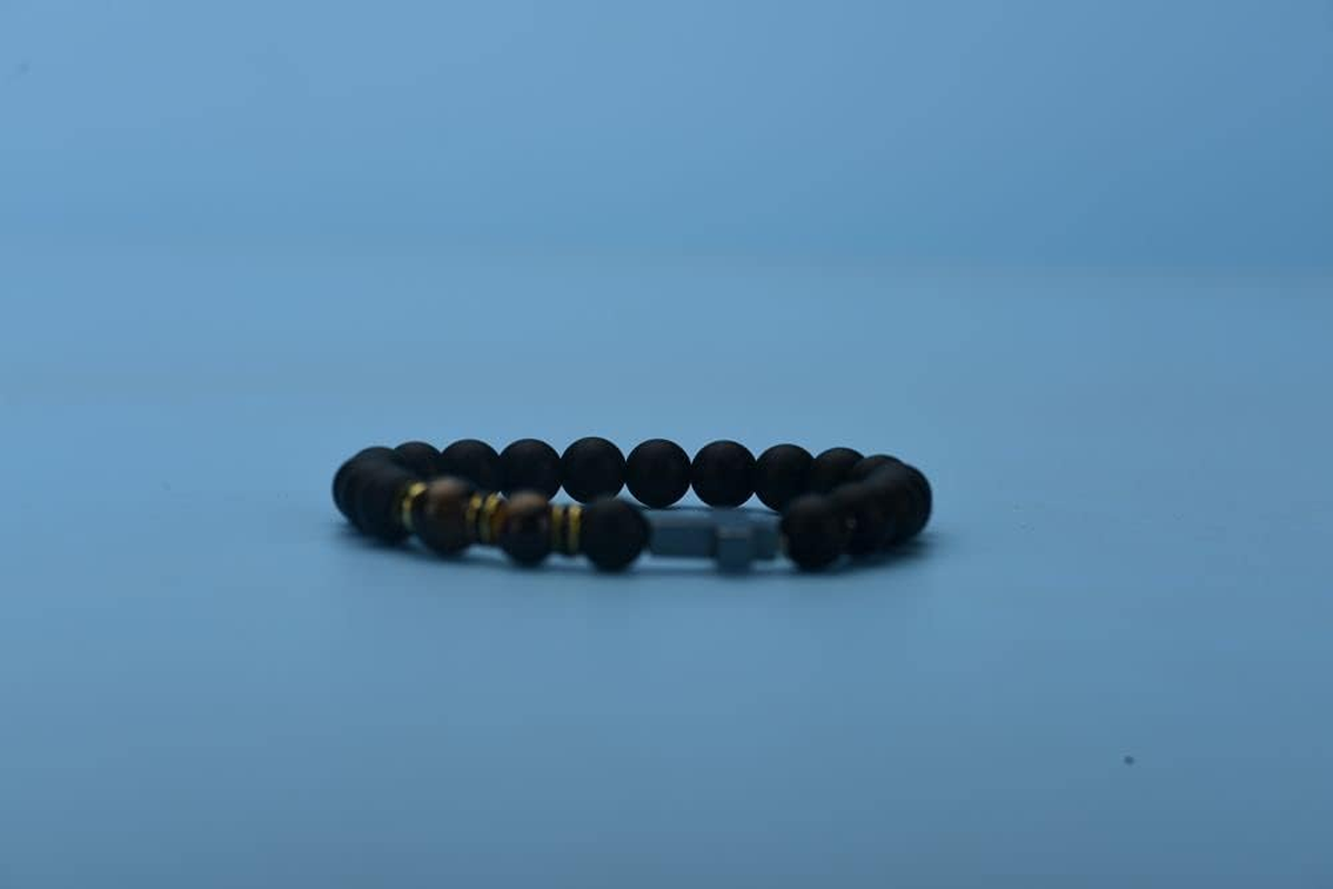 Cross Bracelet for Men Tiger Eye Catholic Rosary Bracelet for Men Boys Adjustable Natural Crystal Stone Bead anti Anxiety Stretch Bracelet image number 6