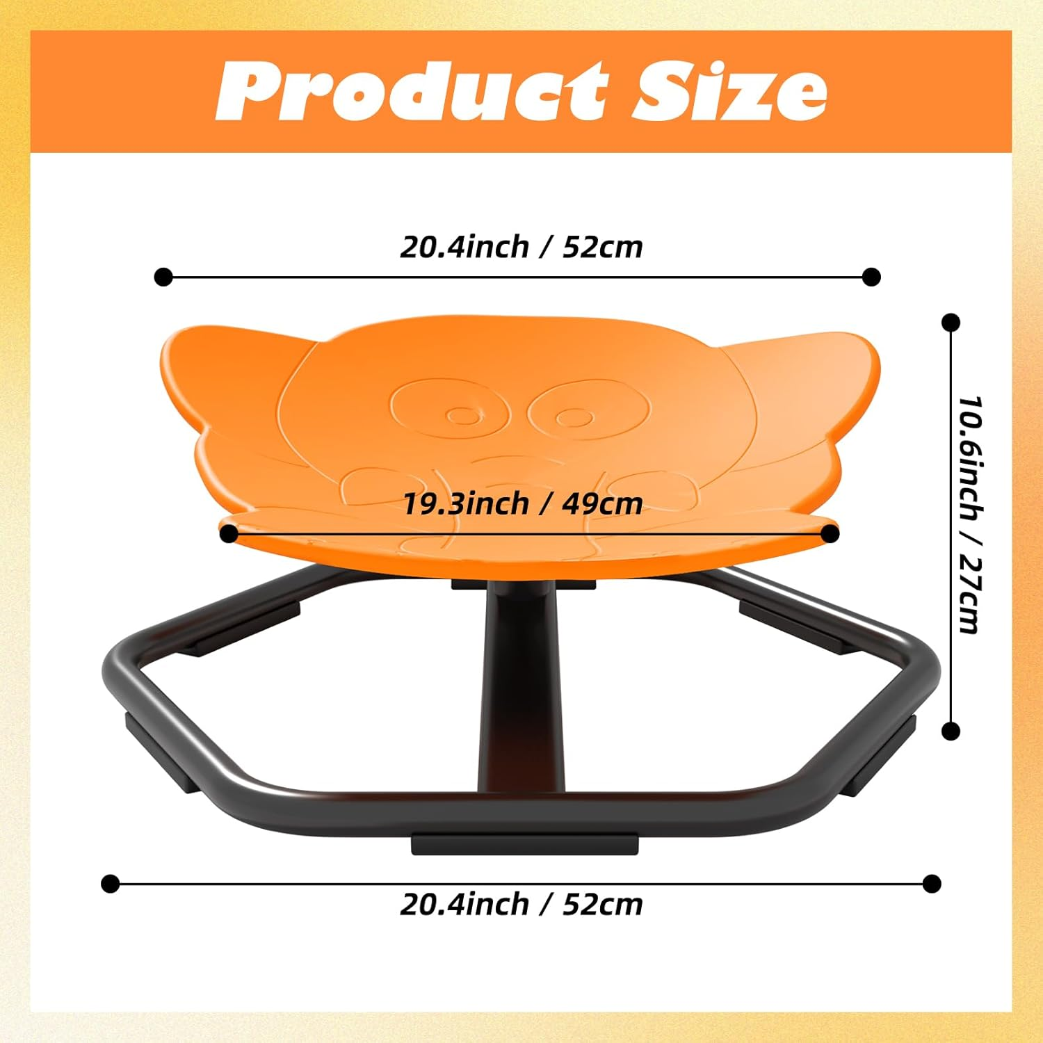 FAYDUDU Spinning Chair for Autism, Elephant Swivel Chair for Kids, 360&deg; Spinning Seat, Autism Sensory Equipment, Spinning Carousel Chair, Sensory Balance Toys for Boys Girls Birthday (Orange)