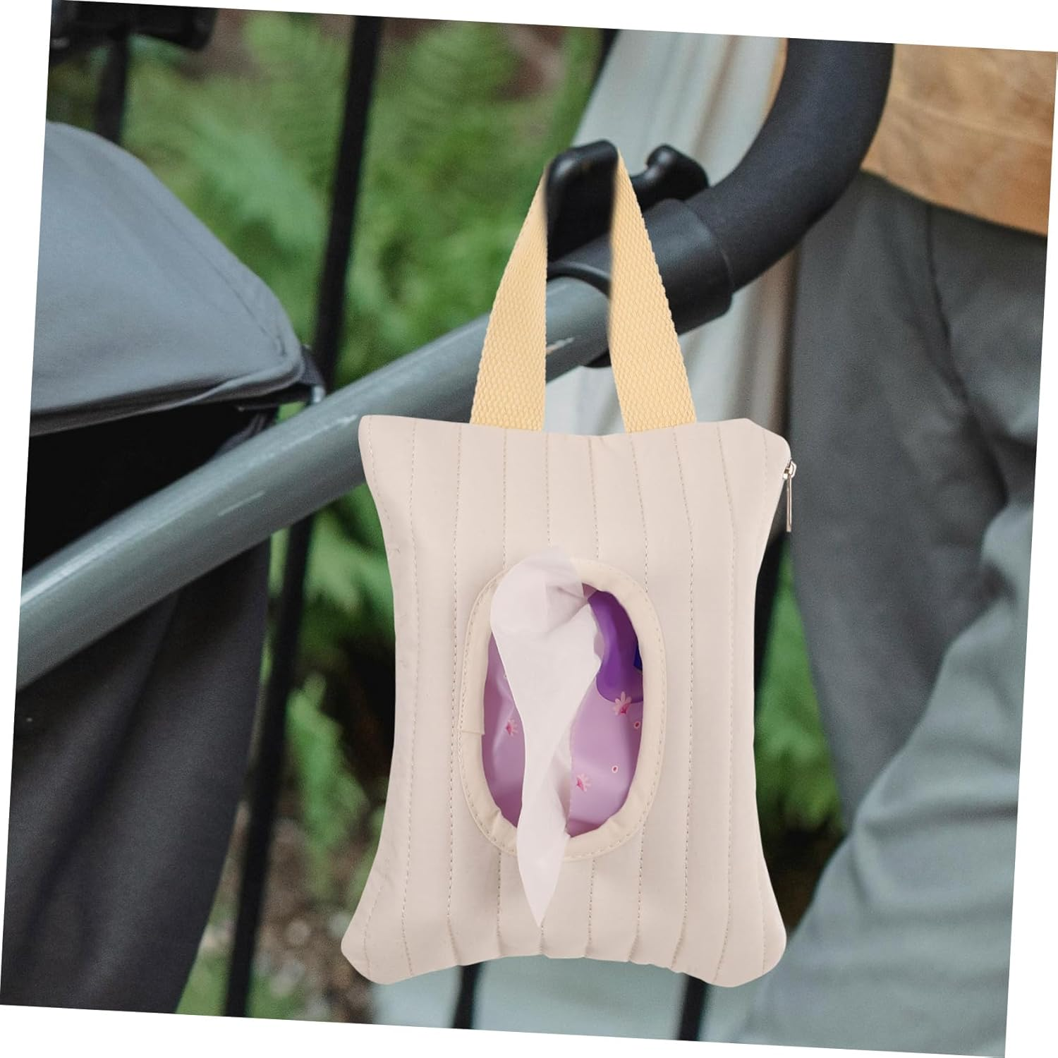 MERRYHAPY Refillable Baby Wipes Container and Hanging Stroller Organizer Embroidered Stars, Portable Travel Wipe Holder Case for Diaper Bags and Outdoor Use image number 3