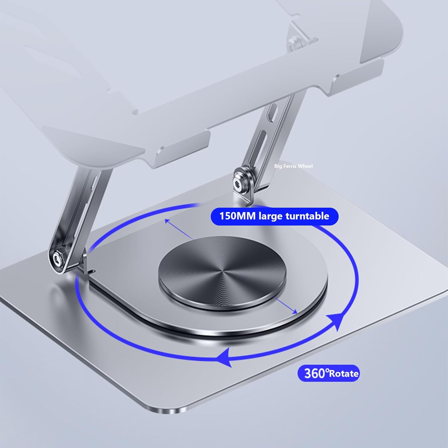 Laptop Stand for Desk, 360&deg; Rotatable Durable Metal Tablet Stand, Adjustable Angle Foldable Portable Sturdy Holder for Macbook, Ipad Pro, Galaxy Tab,Ipad, Dell, HP, Lenovo, Silver image number 1