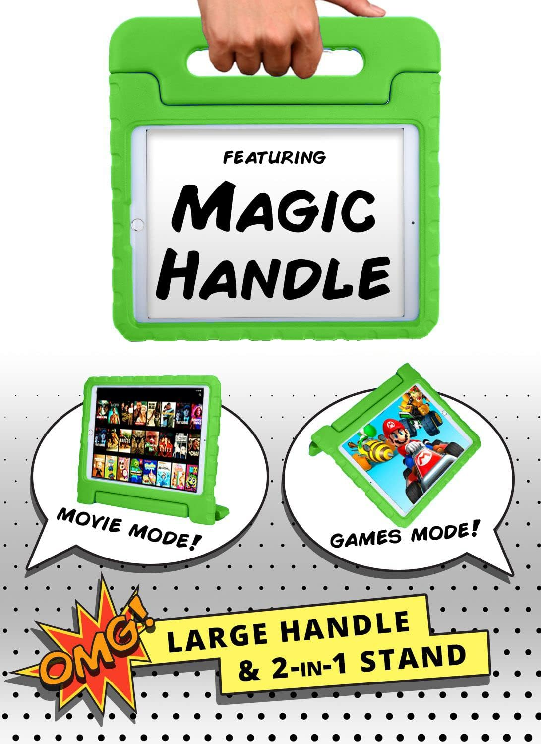 Official Cooper Dynamo Case for Ipad Air 1/ Ipad Air 2 Case for Kids, Ipad 6Th/ Ipad 5Th Generation Case for Kids, Ipad Pro 9.7 | Rugged Foam, Magic Handle, Stand, Pencil Holder, Eco-Mailer image number 4