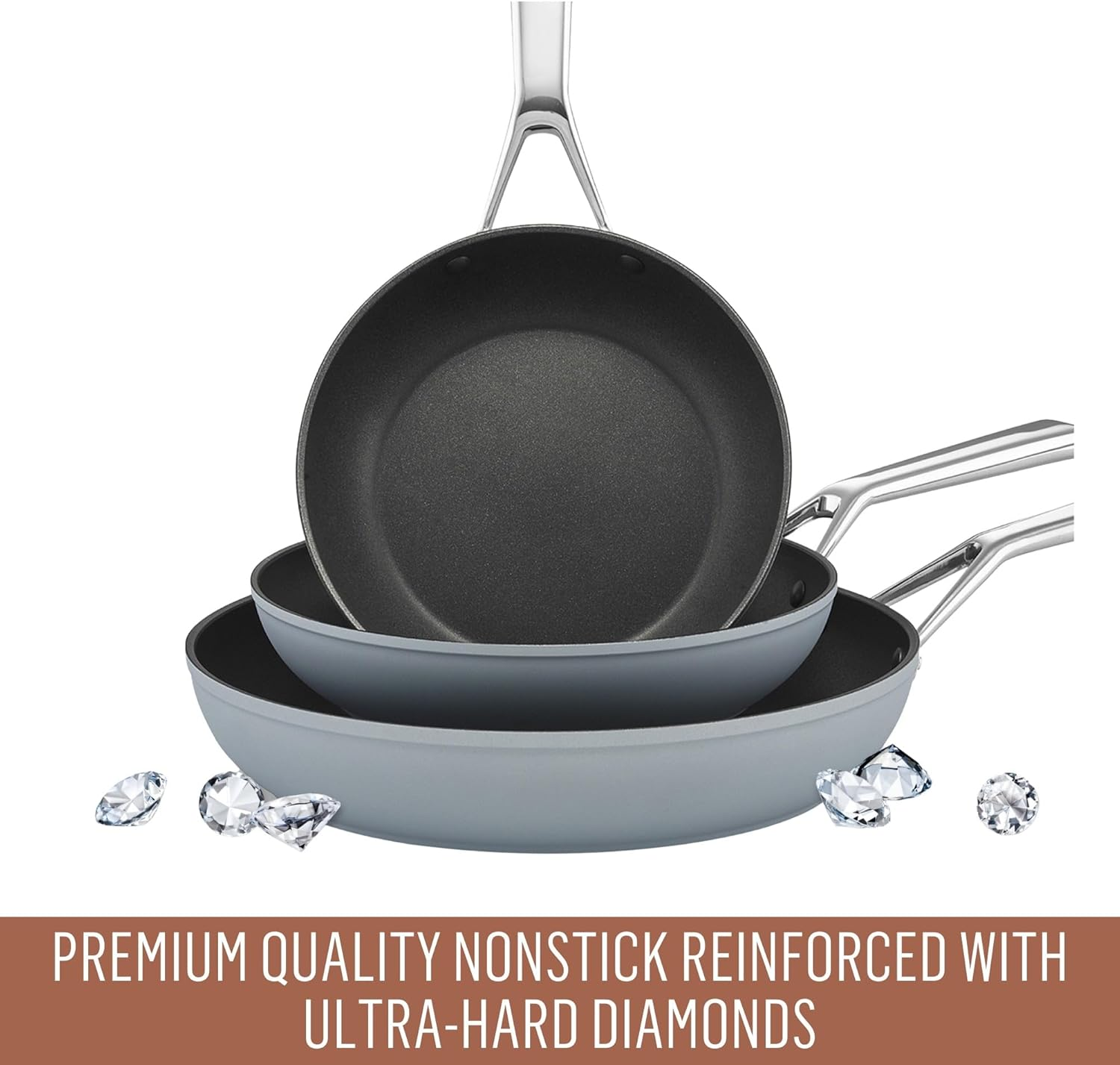 Essteele per Bellezza 5-Piece Nonstick Cookware Set, Induction, Gas & Electric Compatible, Includes Frypan, Wok, Saute Pan with Lid, Dishwasher & Oven Safe, Grey