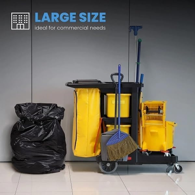 Garbage Bags 18L, 54 X 45 Cm - 1 Pack of 50Pcs Black Rubbish Bin Liners - 10 Microns Standard-Grade Thickness - Waste Bags for Kitchen, Bathrooms, Household & Cleaning