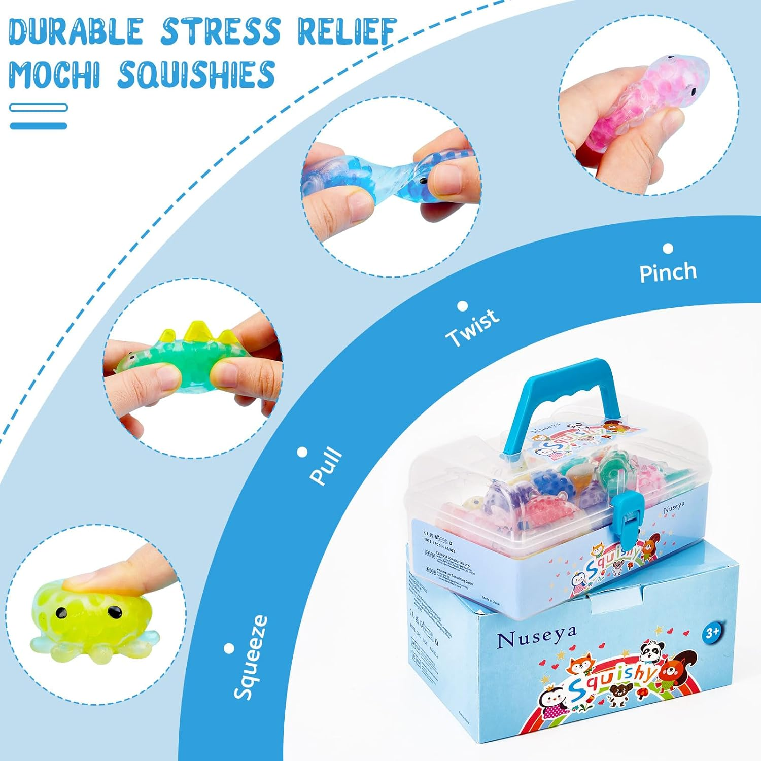 42 PCS Squishy Fidget Toys Sensory Stress Ball Bulk Pack Squeeze Party Favor Giveaways Idea with Delicate Box Individually Packaged No Duplicates image number 4