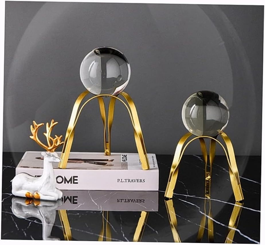 E-Isata Modern Abstract Art Crystal Ball with Gold Iron Stand Decorative Ornaments for Living Room Bedroom TV Cabinet Crafts Gifts Office Home Decor (Arch) image number 5