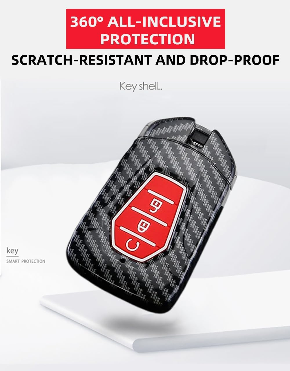 Ontto Luminous Car Key Fob Cover Fit for Isuzu D-Max MU-X D Max AT35 for Mazda BT50 Pickup 2020 Onwards 2023 2024 Key Holder Plastic Smart Shell Case Keyring Keychain Accessories 4 Buttons Black image number 4