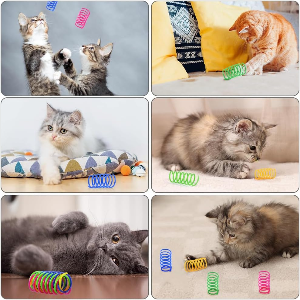 Vsshe Spiral Cat Toy, Pack of 24 Plastic Spiral Springs, Bpa-Free Cat Toy, Spiral Cat Toy, Colourful Novelty Pets Toy, Spring Spiral for Cats image number 2