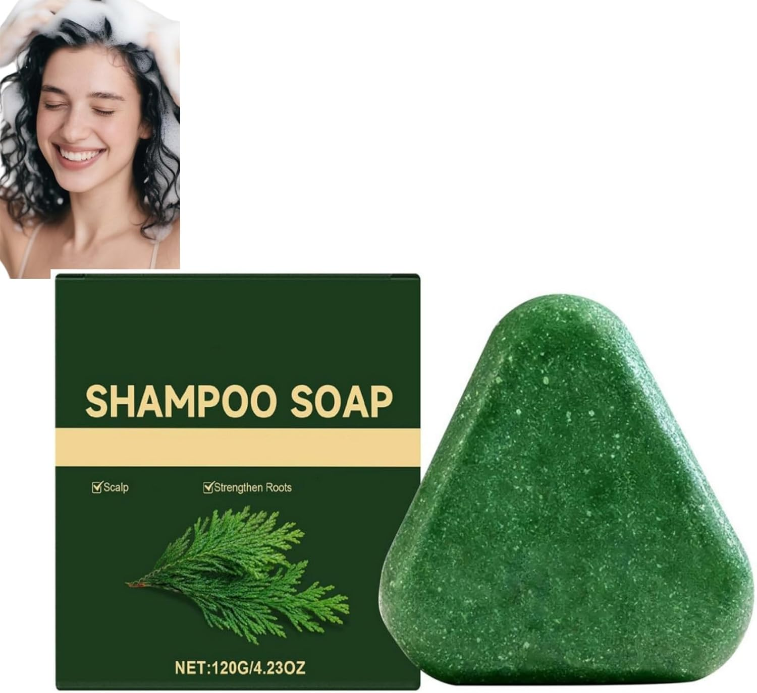 Shampoo Soap Bar for Scalp Care, Moisturizes & Strengthens Hair Roots, Travel-Friendly, Gentle and Mild,Leaves Hair Soften, Smoothing and Easy to Style, Fitting All Hair Types (4PCS)