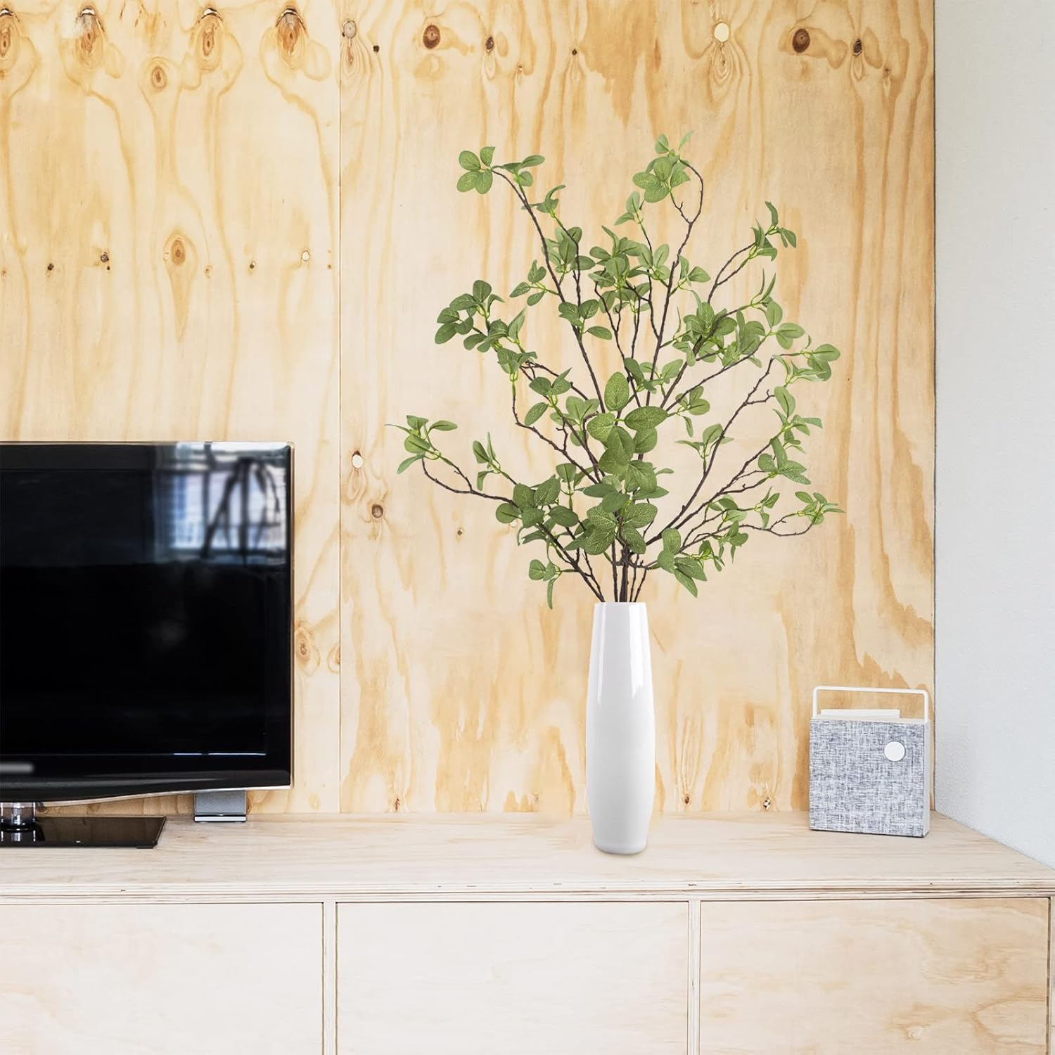 Ruidazon 2 Pcs Artificial Greenery Stems, 41.3&rsquo;&rsquo; Tall Fake Plants Branches Faux Greenery Ficus Twig Leaf for Home Garden Shop Office Desk Decoration