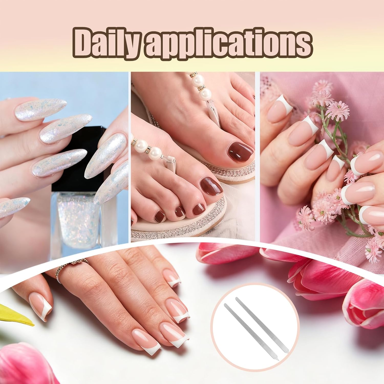 4 Pack Diamond Deb Nail File - Double Sided Stainless Steel Metal Nail Filer for Natural Nails - Professional Manicure Pedicure Tool with Sharp Tip for Women Men (6 Inch) image number 6