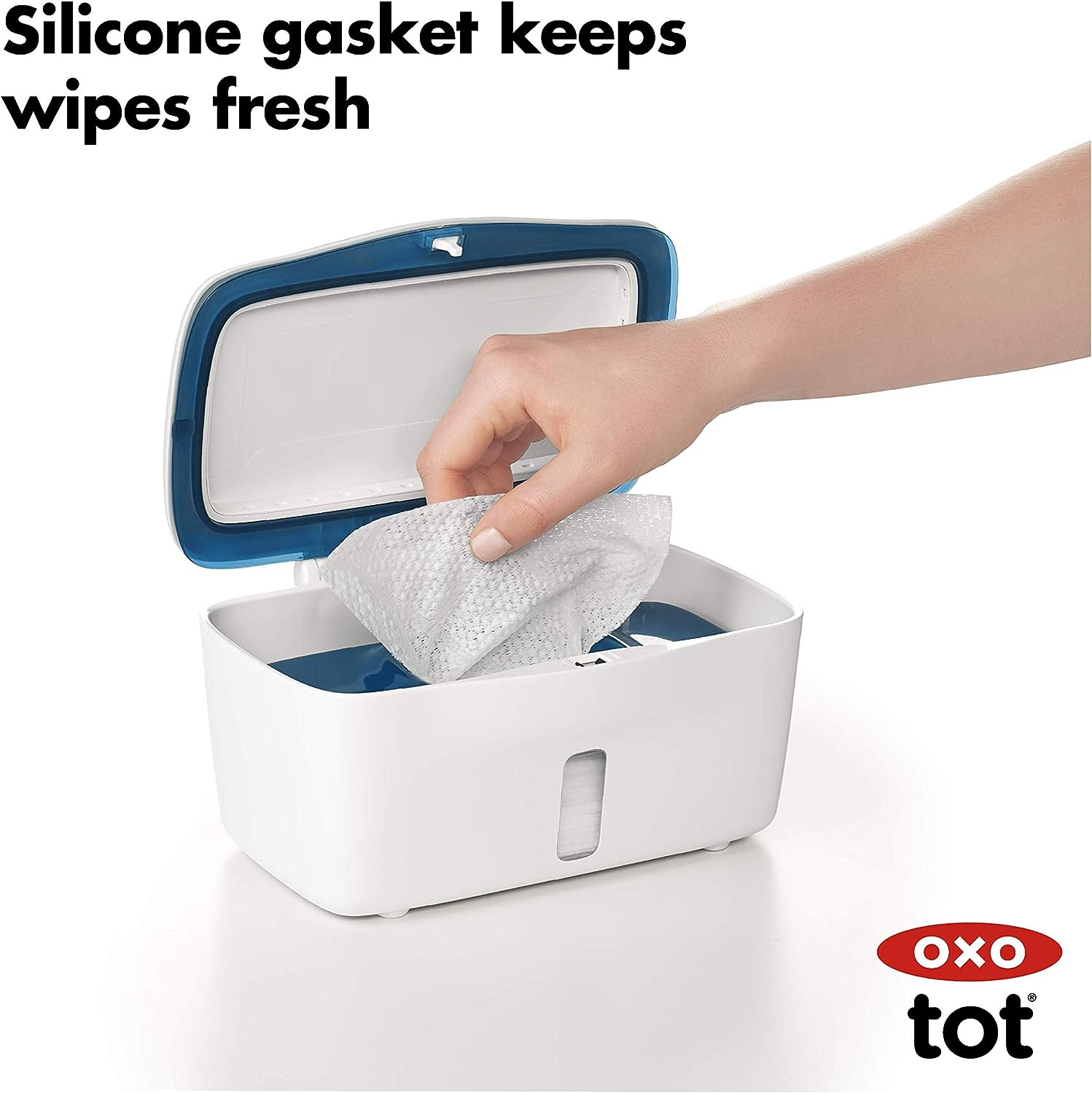 OXO Tot Perfect Pull Wipes Dispenser, Navy, 1 Count (Pack of 1) - Navy image number 5