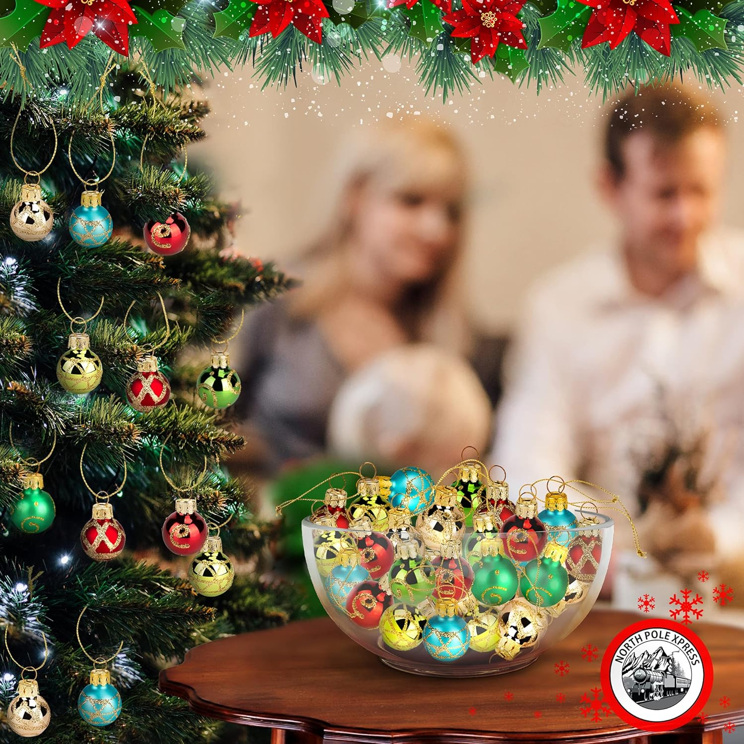 1 Inch Mini Vintage Multi Color Glass Ball Christmas Ornaments Set of 25 Balls | Miniature Christmas Tree Ornaments | Rustic Christmas Decorations | Mini Christmas Tree Decorations for Small Trees image number 6