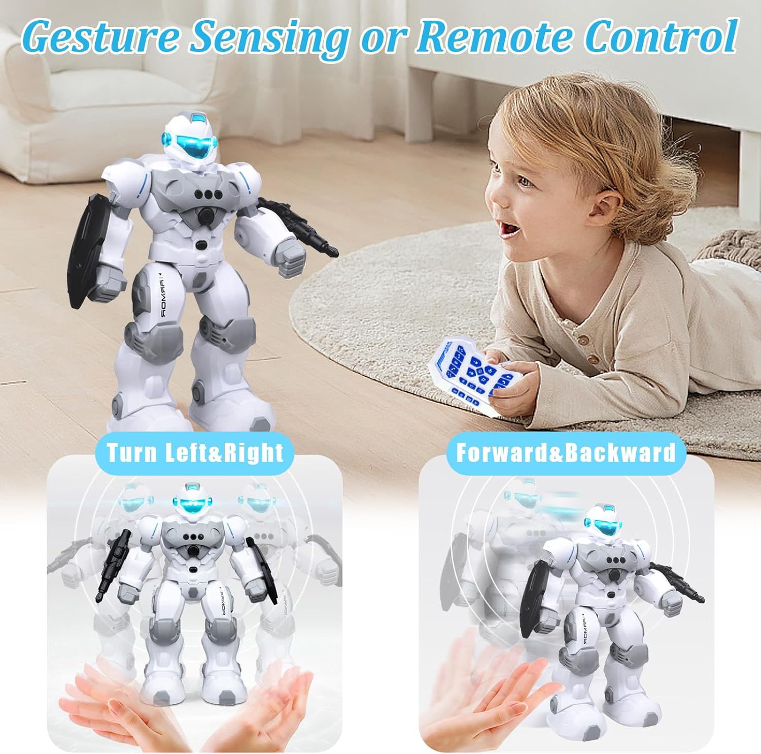 Robot Toys for 6-10 Year Old Kids, Rechargeable Intelligent Programmable RC Robot with 2.4Ghz Gesture Sensing, Christmas Birthday Gifts for Boys Girls image number 4