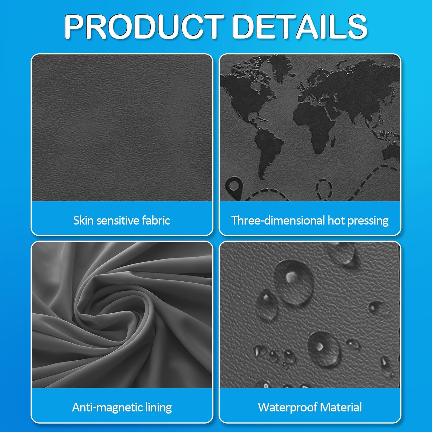 Sovirose Card Wallet, RFID Blocking Credit Card Holder, Leather Travel Passport Wallet, Wallet for ID Cards, Cash for Men, Women, Black, 4.17 Inch X 5.7 Inch, Passport Wallet with Magnetic Buckle image number 6