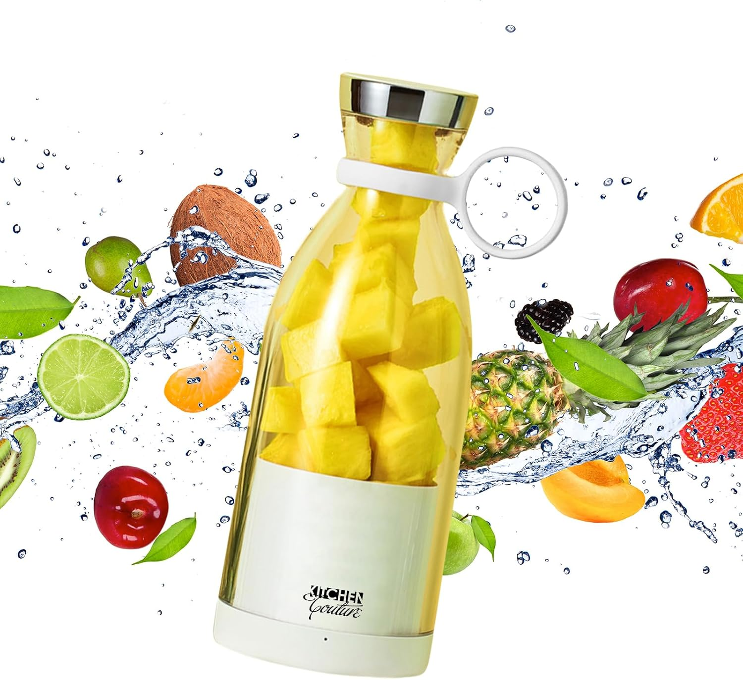 Kitchen Couture Portable Blender - Cordless, Rechargeable, On-The-Go Smoothie Maker with USB Charging, 350Ml, 4 Stainless Steel Blades White image number 4