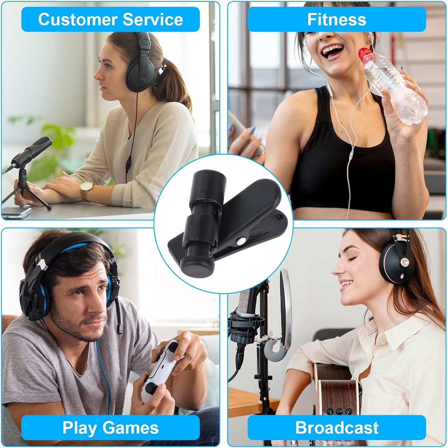 5 Pack Headphone Clips for Earphone Wire Clips Cable Cord Clamp Hooks Collar Headset Clamp Cable Clothing Clips Earphone Winder Earbud Cable Clip Clamp Hooks, Fixing 2-4Mm Headphone Wire