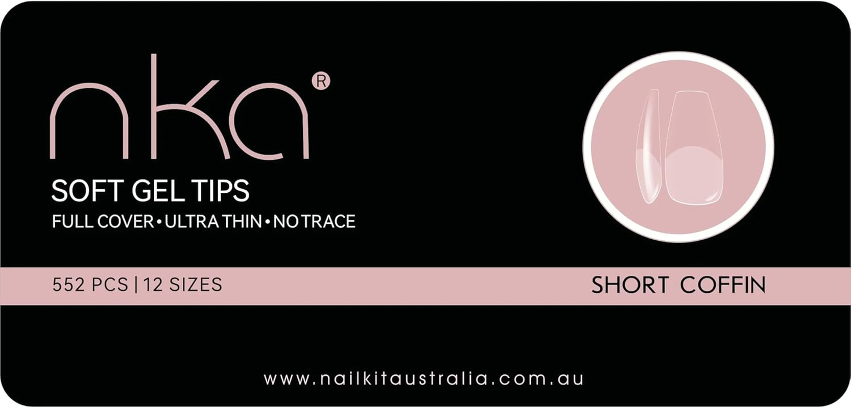 NKA Beauty Soft Gel Tips Press on Nails, 12 Sizes Full Cover Clear Nail Extensions Kit for Acrylic, Gel, DIY Nail Art (Short Coffin, 552) image number 4