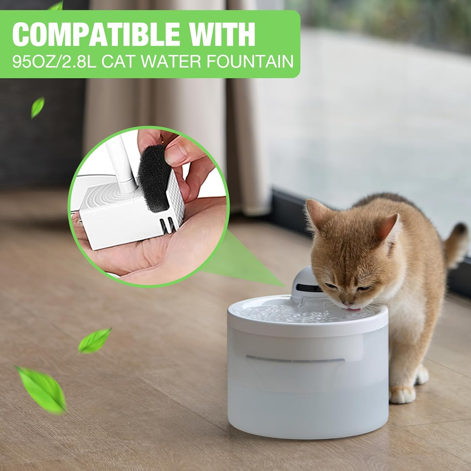 10Pcs Cat Water Fountain Sponge Filter Replacement, Upgraded Sponger Foam Filter for 92Oz/2.8L Pet Fountain, Fountain Filter Replacement for Cat and Dog(Black) image number 5