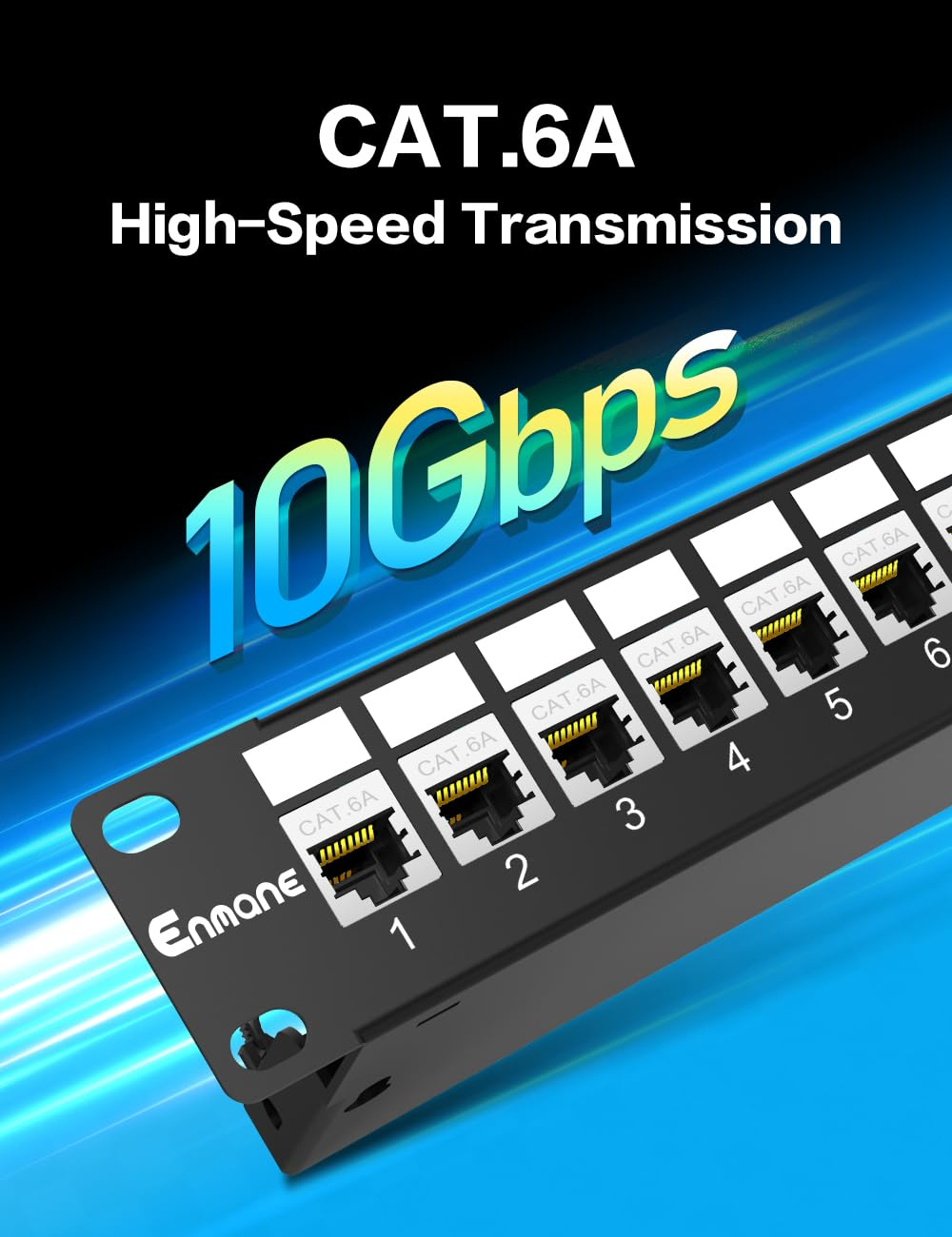 Enmane 12-Port Cat6A Keystone Patch Panel for Rackmount 1U10Inch Network Patch Panel with Smart Cable Mangement image number 6