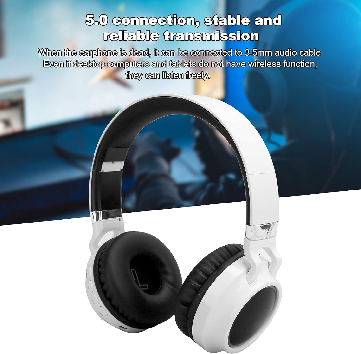 Luocute Gaming Headset, BT 5.0 Wireless Gaming Headset LED Luminous over the Ear Headphones Stereo 3.5Mm, Comfortable Powerful Bass Performance Versatile Compatibility image number 6