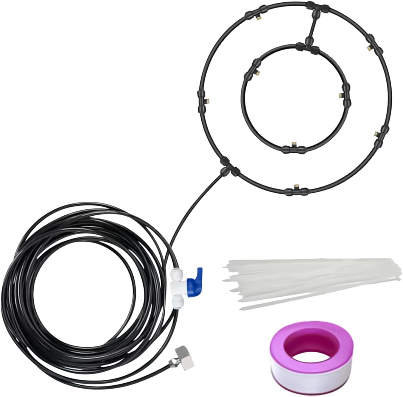 Misting Set for Fan,Fan Misters for Cooling Outdoor | 8-Meter Hose Multi-Nozzle Air Purification Water Sprayer for Event Tents Backyard Garden Deck Dog Kennel Porch BBQ