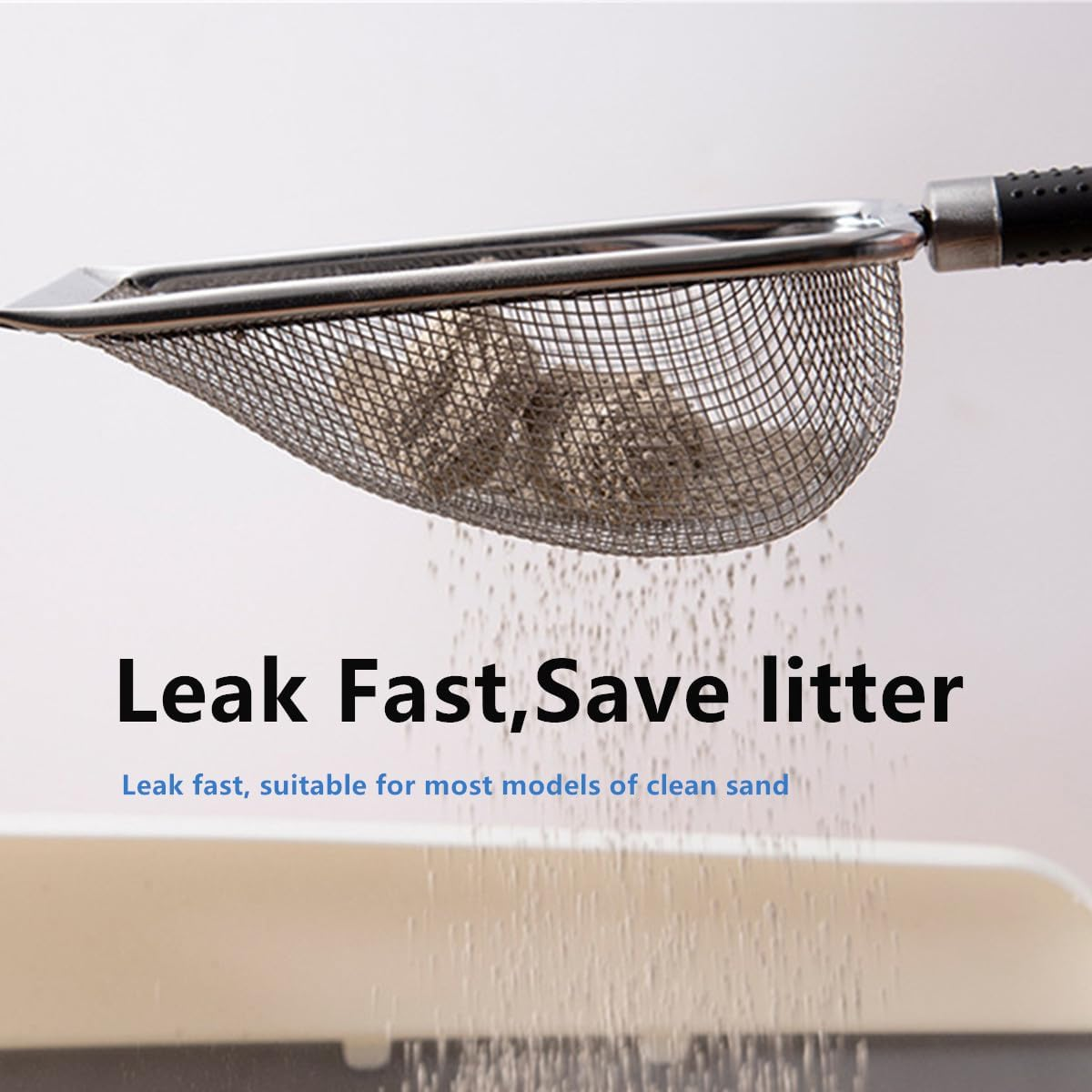 Stainless Steel Cat Litter Scoop,Stainless Steel Fine Mesh Sand Shovel,Cat Feces Screening Clean Shovel