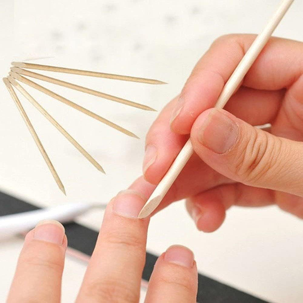 Warm Girl 50Pcs Nail Art Orange Wood Stick Cuticle Remover Nail Care Tools image number 1