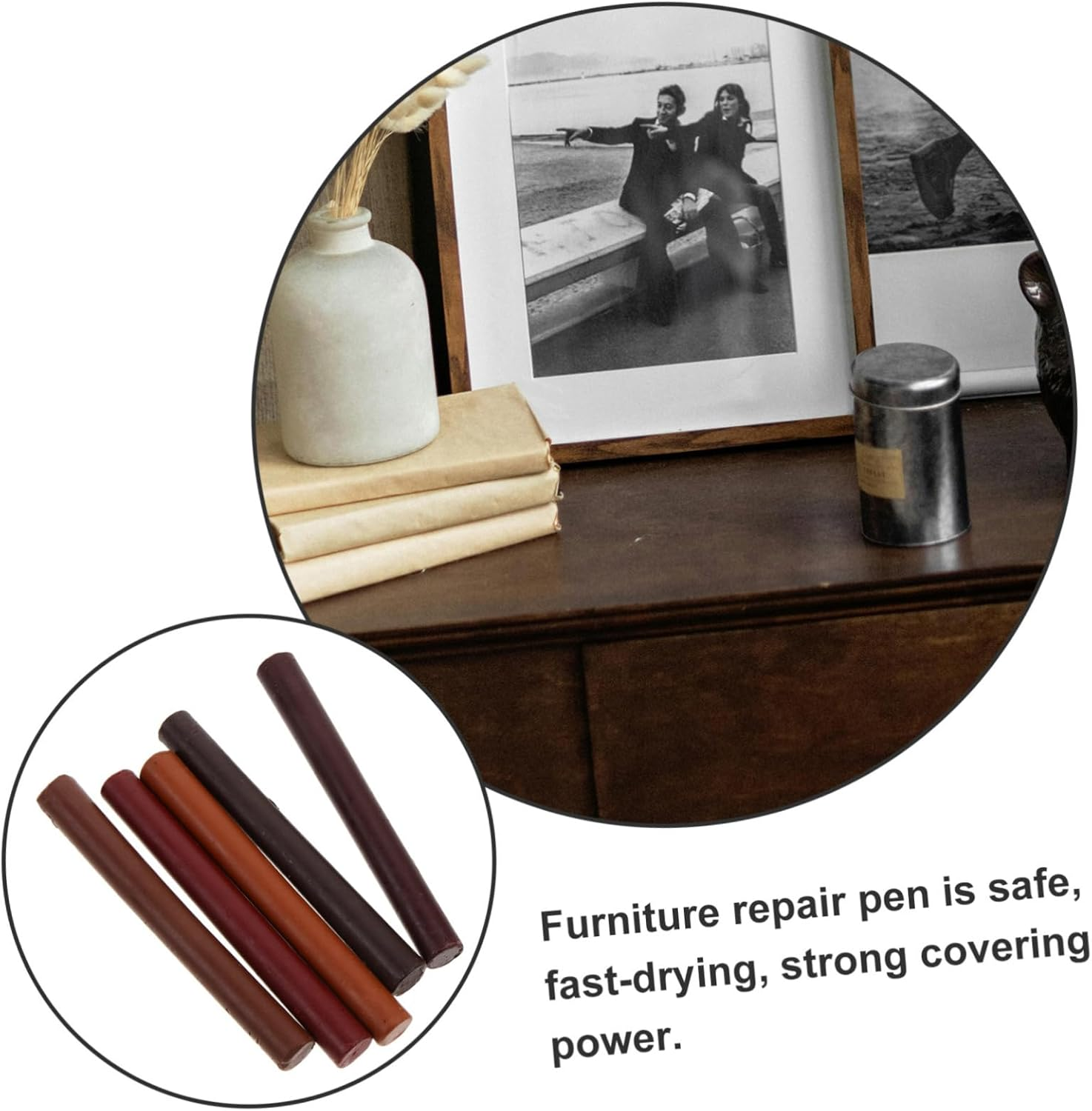 ARTIBETTER 5Pcs Multi-Use Furniture Repair Markers for Wood Floors Fast-Drying Pens for Scratches and Dents Easy to Use Furniture Repair Crayons for Restoration image number 3